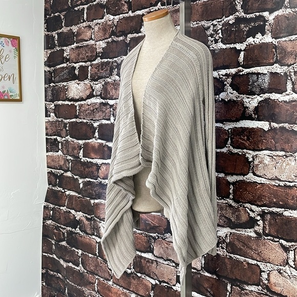 Eileen Fisher Cardigan Women's L Large Beige Knit Open Front Organic Cotton - Picture 6 of 13